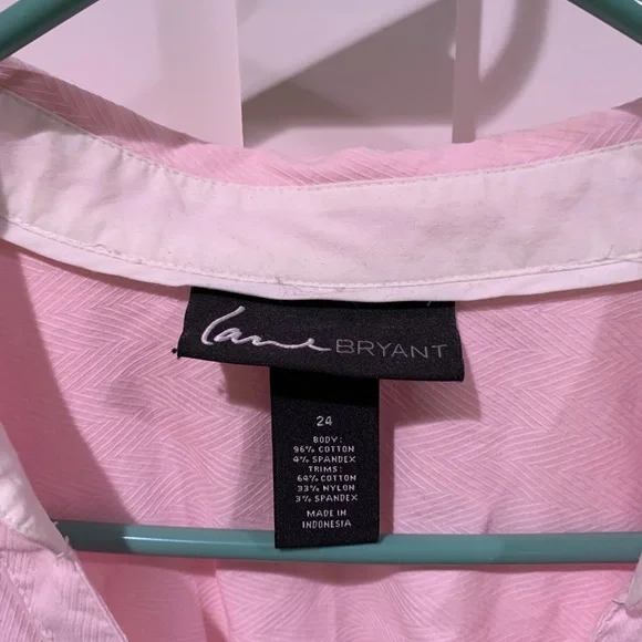 Pink cotton Lane Bryant blouse 2X - Picture 2 of 3